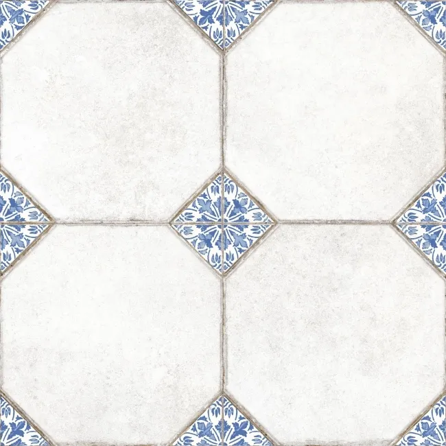 Leeds Blue Patterned Matt Porcelain Floor Tile