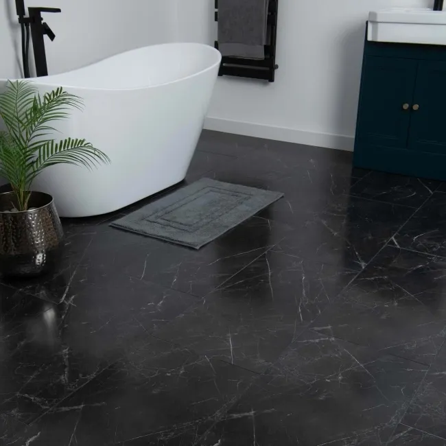 Marble Deluxe Black Grouted Tile Effect Luxury Click Vinyl Flooring 5.5mm