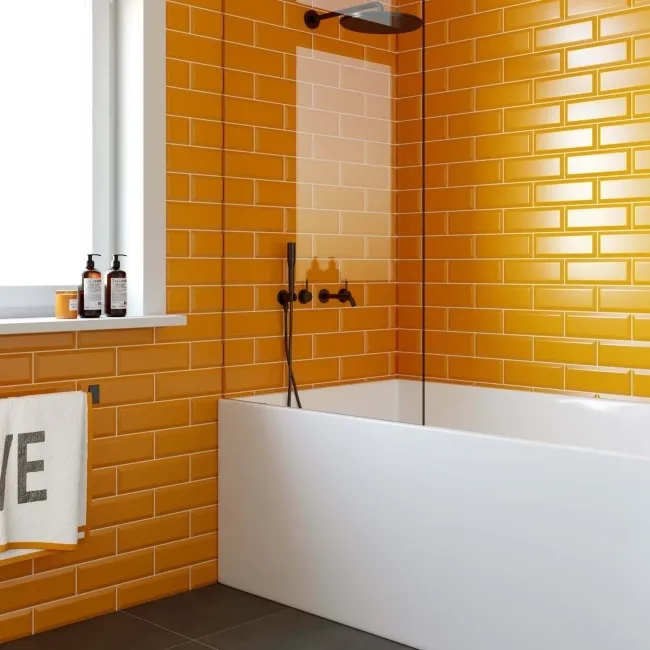 Gloss Wall Orange Metro Tiles