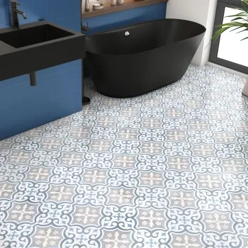 Canterbury Blue Patterned Matt Ceramic Wall & Floor Tile