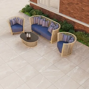 Kansas Beige Marble Effect Matt Porcelain Outdoor Slab Tile