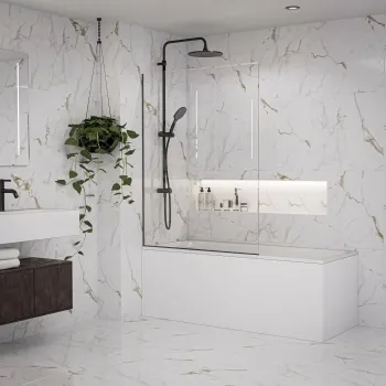 Carrera Gold Marble Effect Rectified Polished Porcelain Wall & Floor Tile