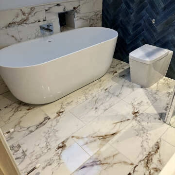 Barnaby White Marble Effect Gloss Vitrified Ceramic Wall and Floor Tile