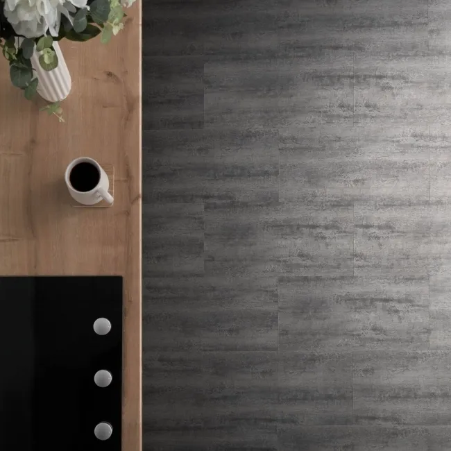 Antalya Anthracite Stone Tile Luxury Click Vinyl Flooring 5.5mm