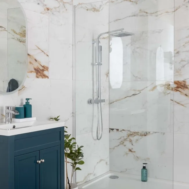 Barnaby White Marble Effect Large Polished Porcelain Wall and Floor Tile
