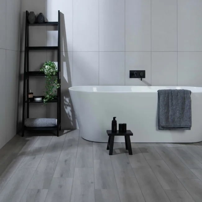 Baron Grey Oak Wood Effect Matt Porcelain Floor Tile