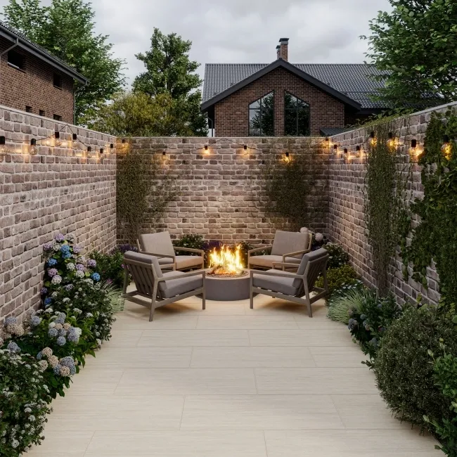 Caesar Ivory Stone Effect Matt Porcelain Outdoor Slab Tile