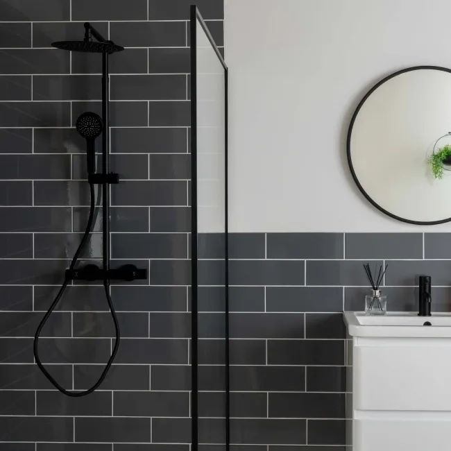 Linear Dark Grey Gloss Wall Tiles