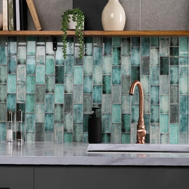 Raindrop Green Glass Mosaic 300x300