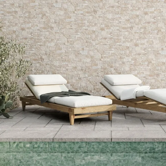 Stones Beige Dry Wall Effect Porcelain Wall Cladding Tile