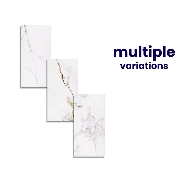 Barnaby White Marble Effect Gloss Vitrified Ceramic Wall and Floor Tile