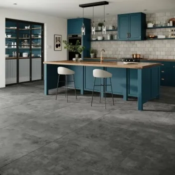 Ares Black Cement Effect Matt Large Porcelain Floor Tile