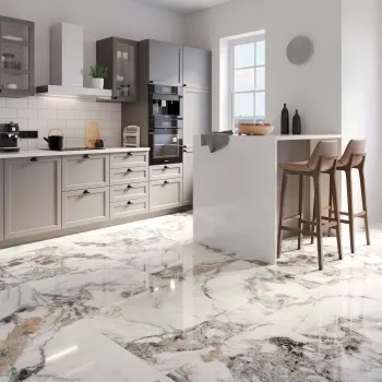 Detroit White Marble Effect Polished Porcelain Floor Tile