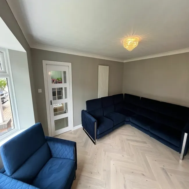 Gaize Light Grey Oak Engineered Flooring 14mm Herringbone Lacquered