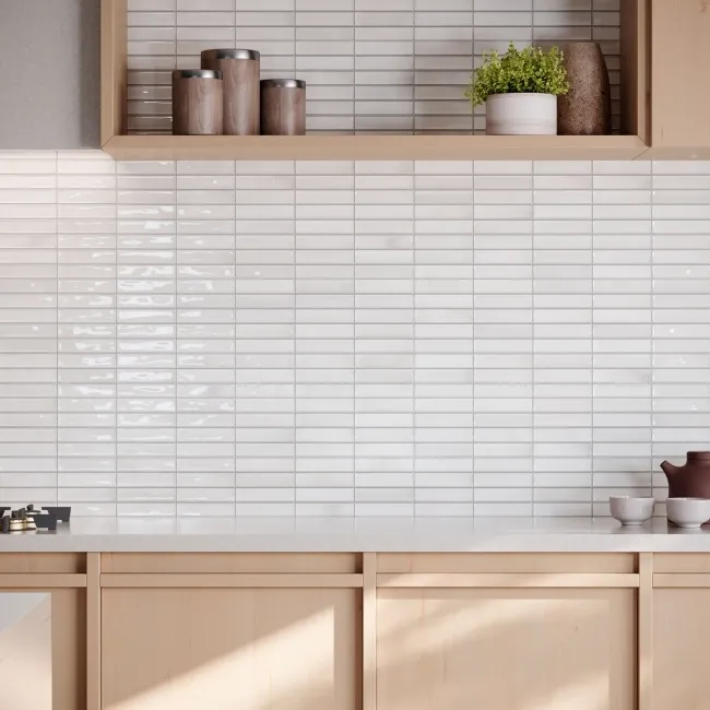 Alba White Kit Kat Effect Gloss Ceramic Wall Tile