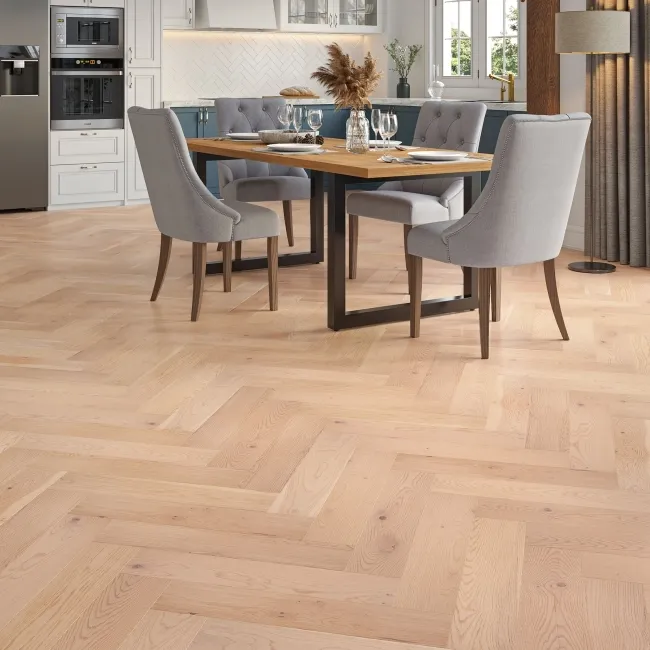 Alpes Pale Oak Herringbone Engineered Wood 15mm Invisible Oiled