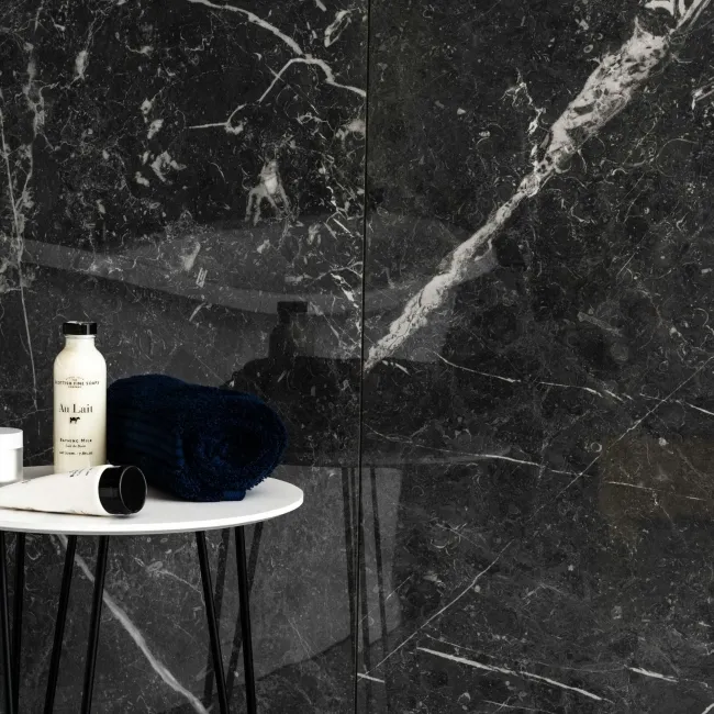 Blu Del Belgio Black Polished Marble Effect Porcelain Tile