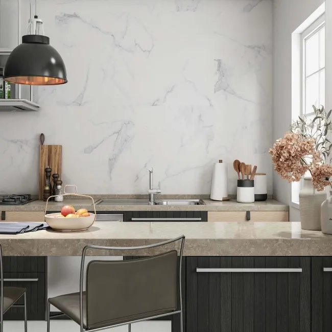 Carrara White Marble Effect Matt Ceramic Wall Tile