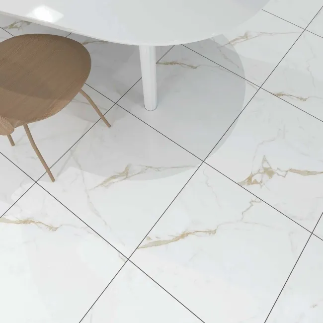 Carrera Gold Marble Effect Rectified Matt Porcelain Floor Tile