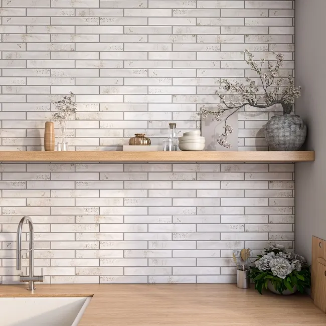 Cool Ash Grey Brick Effect Matt Ceramic Wall Tile