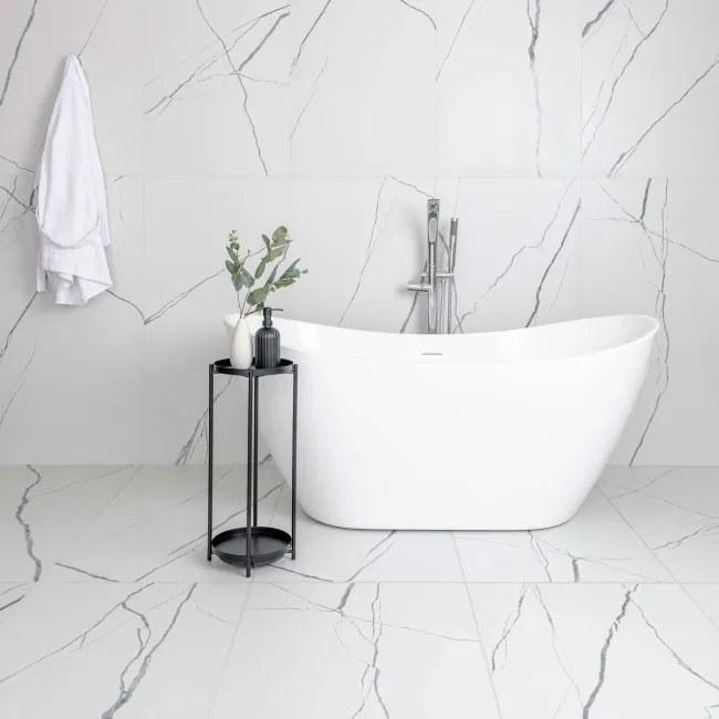 Da Vinci White Marble Effect Semi Polished Porcelain Tile