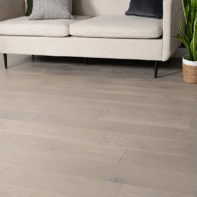 Delamere Light Grey Brushed Oak Engineered Wood Flooring 13x150mm Oiled