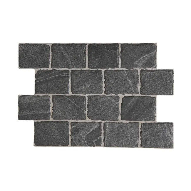 Esla Black Cobblestone Effect Matt Porcelain Wall Tile