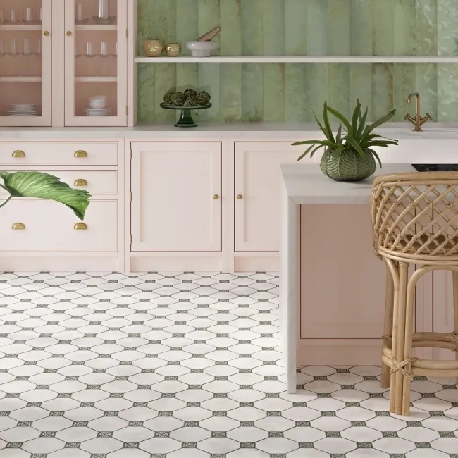 Leeds Green Patterned Matt Porcelain Floor Tile