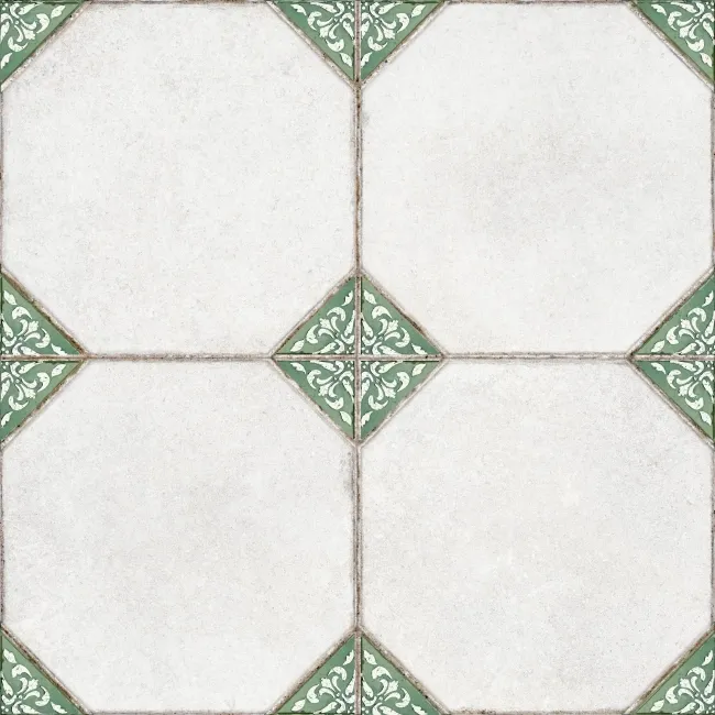 Leeds Green Patterned Matt Porcelain Floor Tile