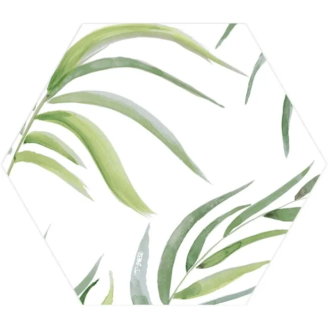 Oasis Floral Patterned Hexagon Matt Porcelain Wall and Floor Tile