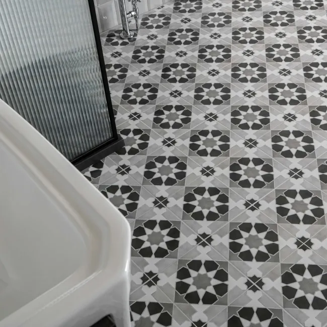 Rabat Black Pattern Matt Ceramic Floor Tile