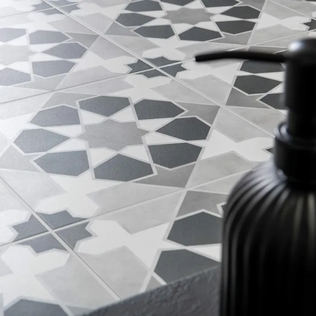 Rabat Black Pattern Matt Ceramic Floor Tile