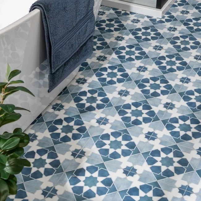 Rabat Blue Pattern Matt Ceramic Floor Tile