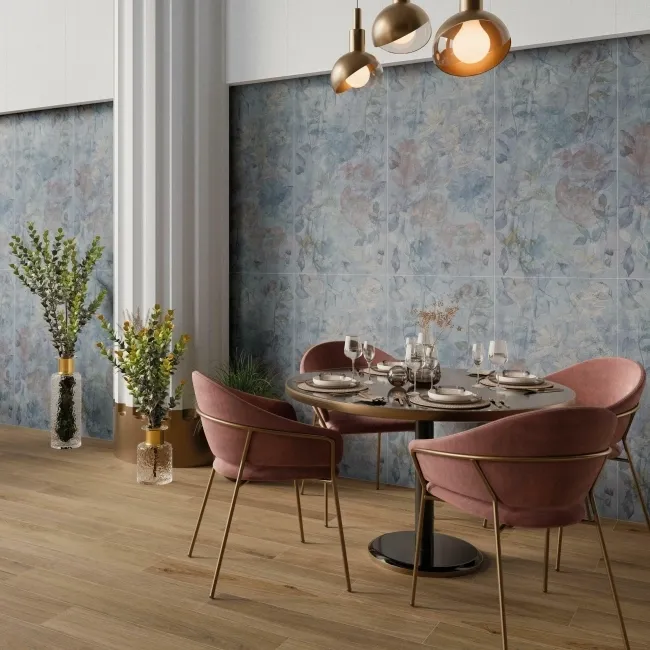 Seven Blue Floral Decor Matt Ceramic Wall Tile