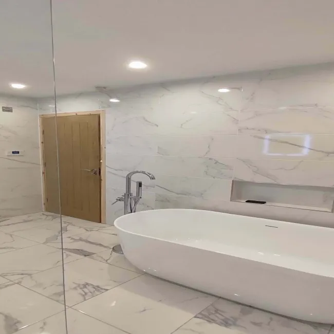 Carrara White Gloss Marble Effect Vitrified Ceramic Wall and Floor Tile