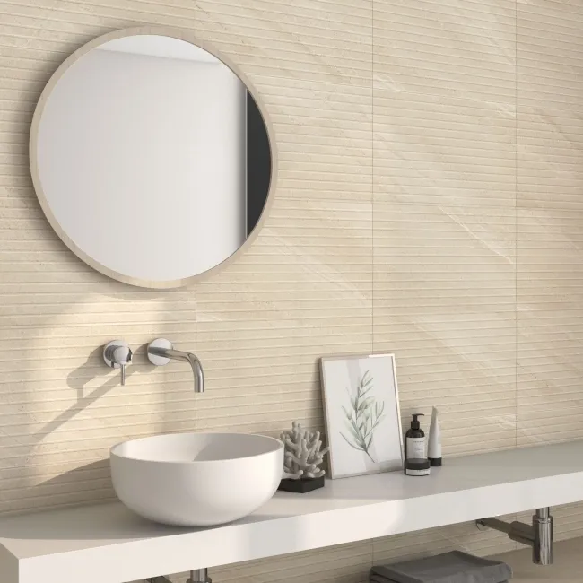 Urbano Beige Decor Stone Effect Matt Ceramic Wall Tile