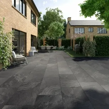 Black Slate Effect Matt Large Porcelain Outdoor Slab Tile