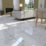Carrera White Marble Effect Large Polished Porcelain Floor Tile
