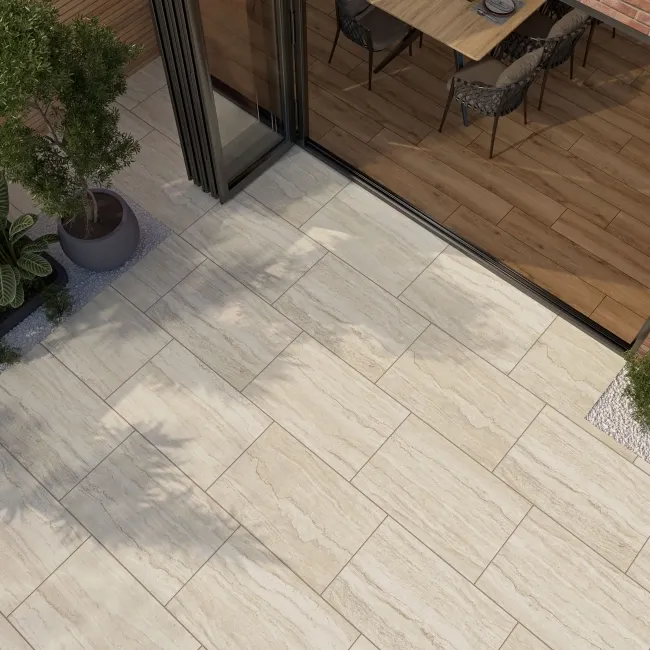 Vein Easton Cream Stone Effect Matt Porcelain Outdoor Slab