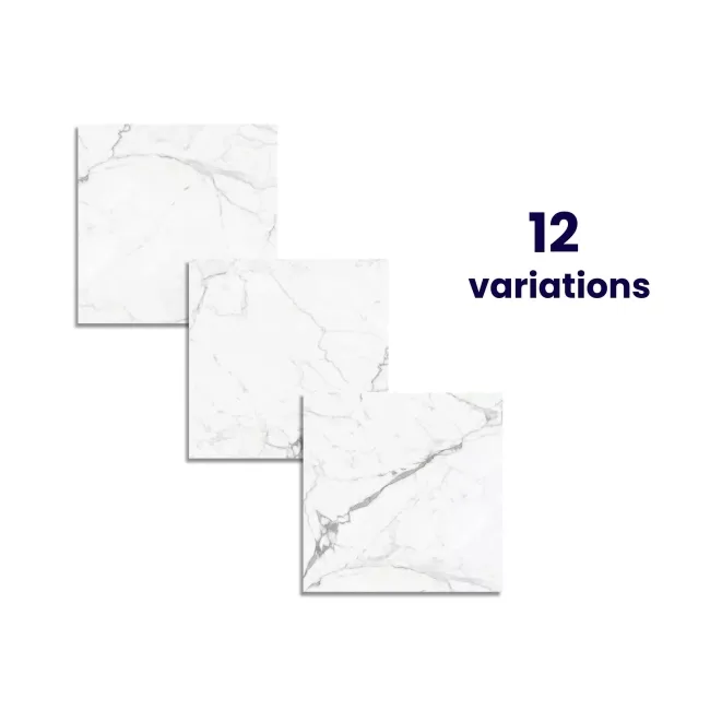 Carrera White Marble Effect Large Polished Porcelain Floor Tile