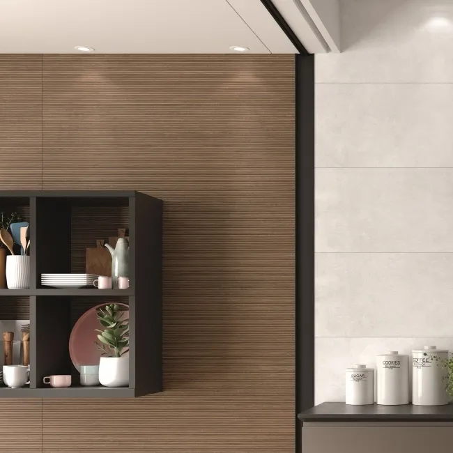 Roca Indiana Dark Oak Fluted Wood Effect Matt Ceramic Tile