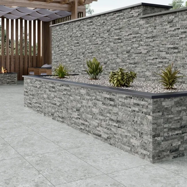 Ruy Stone Grey Drywall Effect Ceramic Wall Cladding Tile