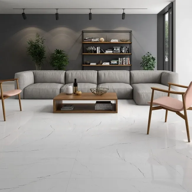 Barbados White Marble Effect Polished Porcelain Wall and Floor Tiles