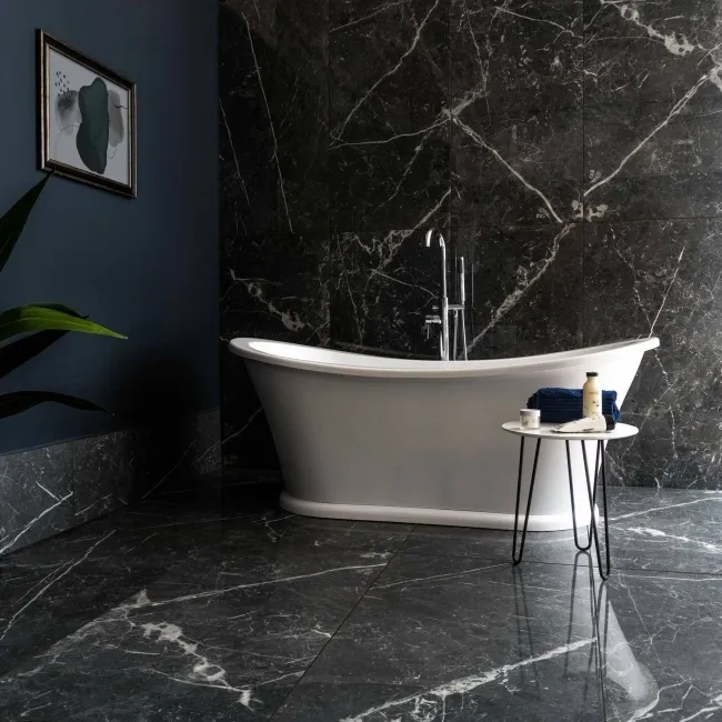 Blu Del Belgio Black Polished Marble Effect Porcelain Tile