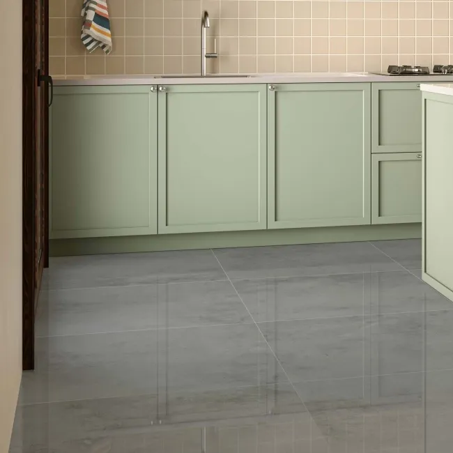 Clinquer Grey Polished Concrete Effect Porcelain Floor Tile