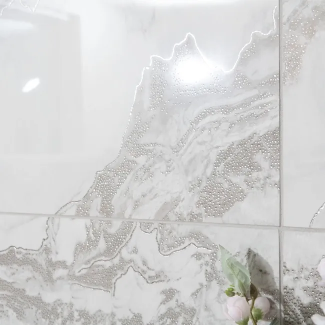 Fenndi Silver Marble Effect Polished Porcelain Tile