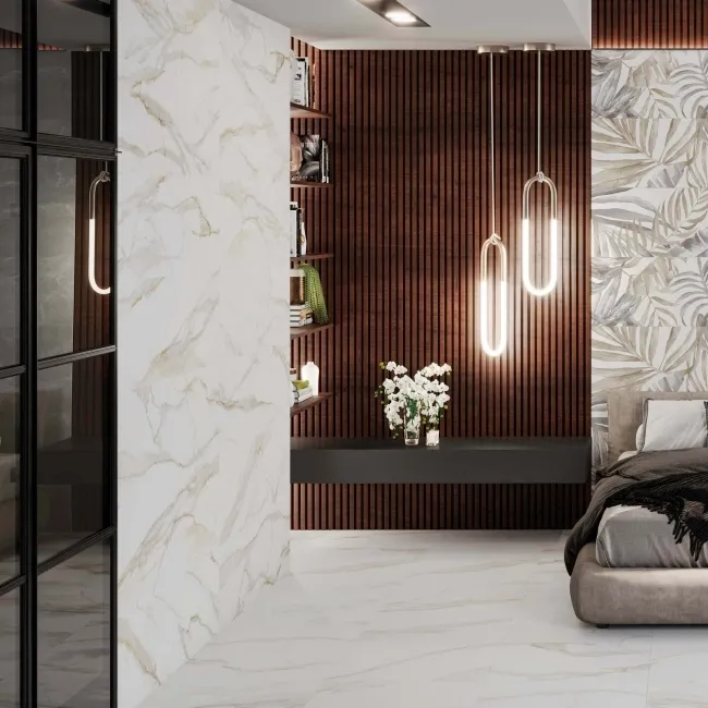 Idyllic Gold Marble Effect Matt Large Ceramic Wall Tile