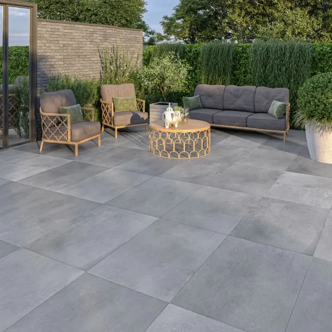Kingsbury Grey Rustic Edge Stone Effect Porcelain Outdoor Slab