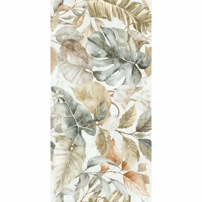 Lifefull Beige Floral Decor Matt Porcelain Wall Tile