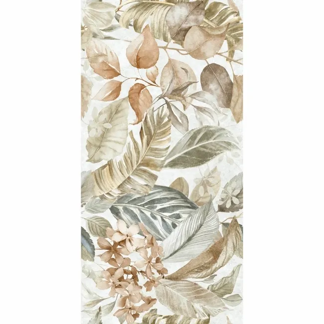 Lifefull Beige Floral Decor Matt Porcelain Wall Tile